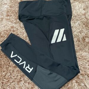 RVCA Black Leggings with White Logo